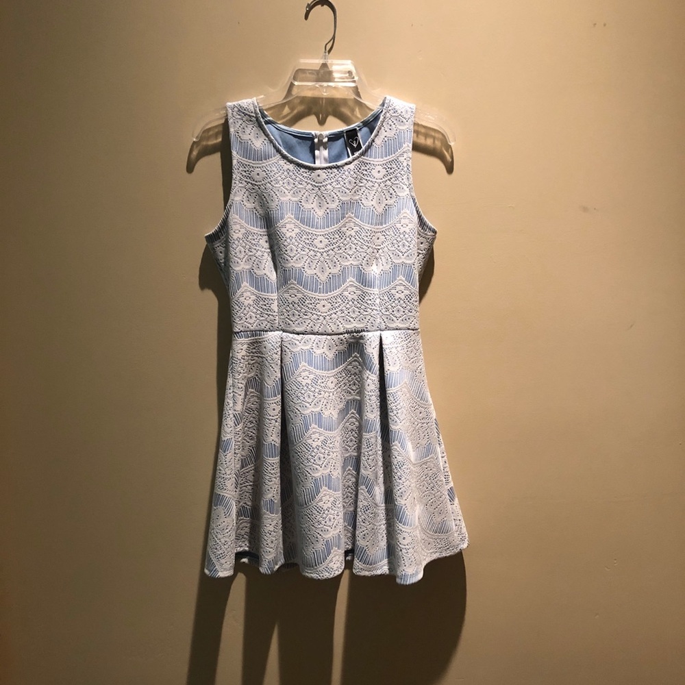 Blue and white dress